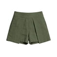 thumbnail image 4 of ClodeEU Women's Spring Summer Cotton Linen Shorts, High Waisted A Line Wide Leg Shorts, Loose Casual Plus Size Shorts for Women Army Green,Women's Plus XL, 4 of 6