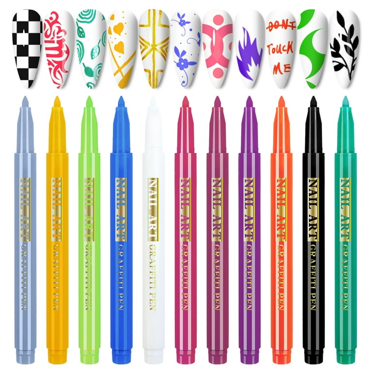 Keusn Nail Pencil Set Line Drawing Color Painting Dye Combination Set Pen and Nail Pen Easy to Use, Size: One size, Clear