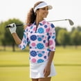 thumbnail image 4 of Uorisanigo Colorful Golf Womens Golf Shirt Size L Versatile Athletic Polo Workout Tops Comfortable Quick Dry Fashionable 3/4 Sleeve Outing Wear with Zip Up Collar Workout Sports, 4 of 7