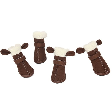 comerut 4Pcs Pet Shoes Warm-keeping Adjustable Fabric Puppy Warm Snow Boots Pet Winter Costume for Autumn