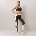 thumbnail image 3 of Active Women's High Waist Color Block Leggings with Contrast Panel Design - Large, Brown, 3 of 6