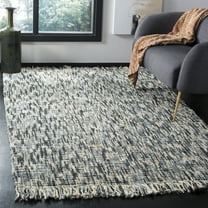 SAFAVIEH Natural Fiber Michayla Abstract Jute Area Rug, Blue/Ivory, 6' x 6' Square