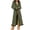 Army Green, variant on Womens Plus Size Fleece Lined Long Coat Button Front Notch Lapel Long Sleeve Solid Color Thickened Heavyweight Winter Parka Warm Plush Outerwear