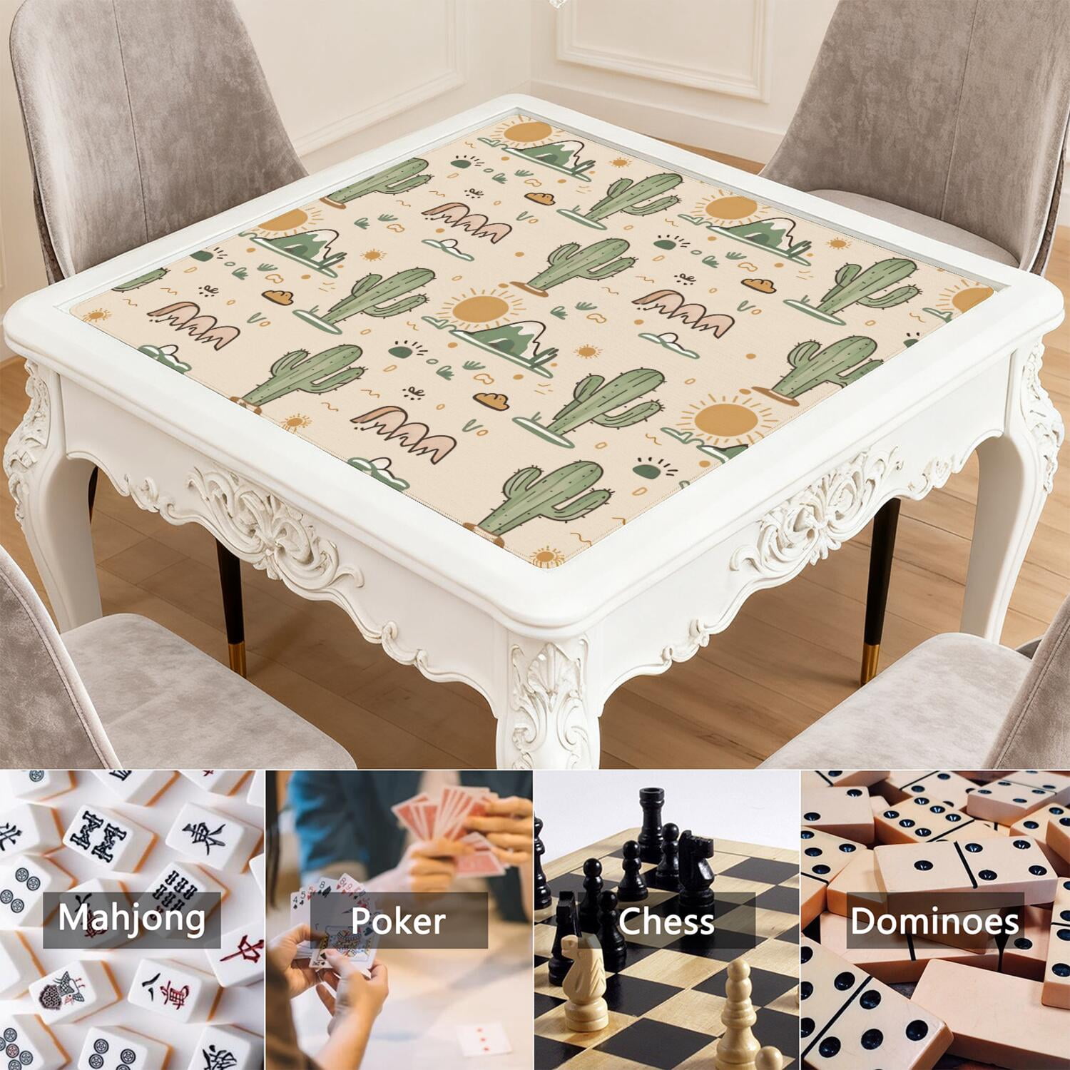 31.5 Inch Plants Inspired Table Mat Constructed from Rubber with Anti-Slip Properties and Noise Reducing Qualities for Mahjong Card Games Board Games Family Gatherings