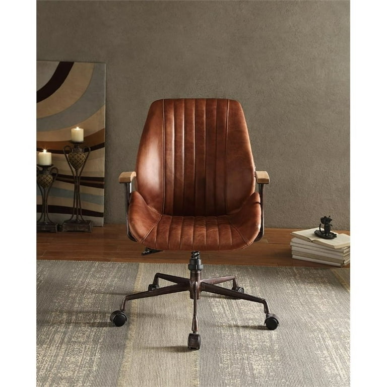 BOWERY HILL Leather Swivel Adjustable Height Office Chair in Cocoa, 28