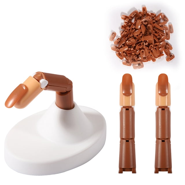 Graflsoa ABS Nail Practice Hand with 100 Coffin Tips, 3 Fingers, White Base for Manicure Training