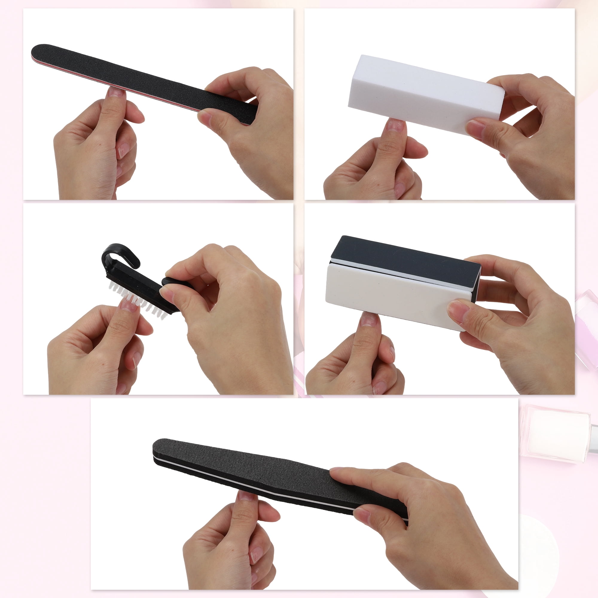 Unique Bargains Durable Manicure Tools Kit Essential For Nail Care Black White