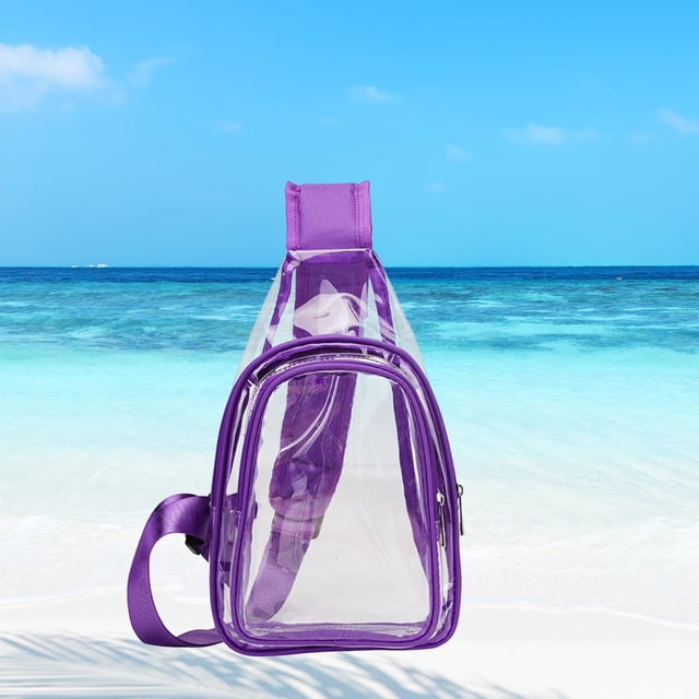 Mochila transparente de PVC Salvador tipo bandolera Violeta 17 cm x 7 cm x 31 cm