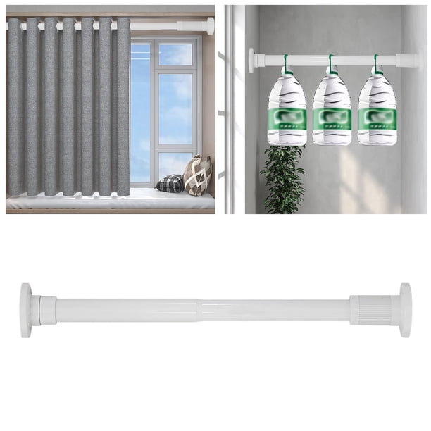 Soportes para barra de cortina wileqep sin taladro, de 50 a 81 cm, con tensión ajustable, resistentes al óxido, para colgar en armarios, armarios, ventanas, duchas, color blanco (paquete de 2)