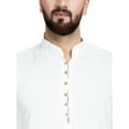 thumbnail image 2 of eloria Men's Traditional White Solid Thread Work Cotton Blend Kurta, 2 of 7