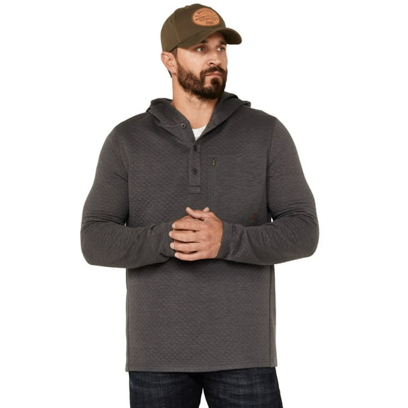 Brothers And Sons Men's Quilted Button-Down Hooded Pullover Charcoal Medium US