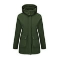 thumbnail image 4 of Women's Casual Stylish Hiking Jacket - Detachable Hood Windproof Waterproof Warm Cotton Coat, Olive Green, L, 4 of 6