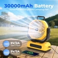 thumbnail image 3 of Ventilador portátil para acampar VOSFEEL de 3000 mAh con linterna RGB, color amarillo, 3 of 8