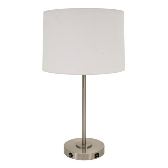 House of Troy BR150-SN Brandon - 1 Light Table Lamp-28 Inches Tall and 15 Inches Wide Satin Nickel  Oil Rubbed Bronze Finish with Off-White Linen Shade