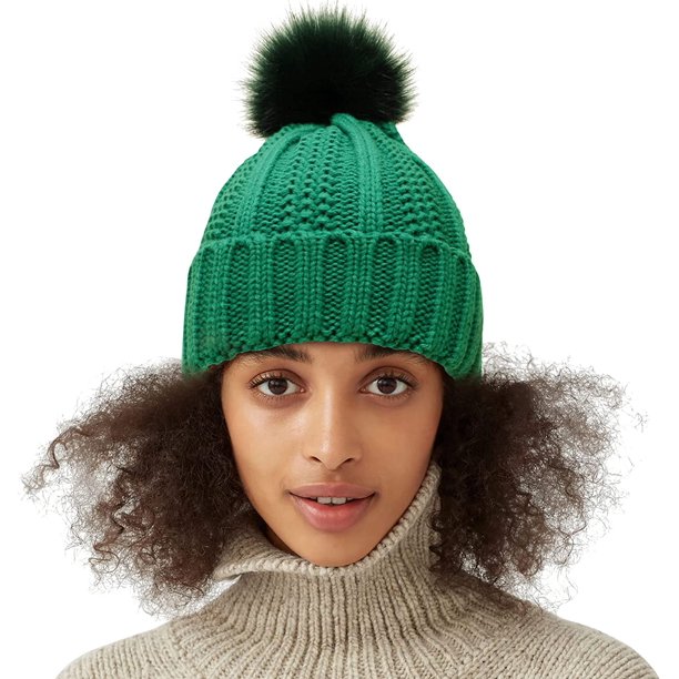 Muryobao Women Satin Lined Beanie Hat Knit Cuffed Warm 