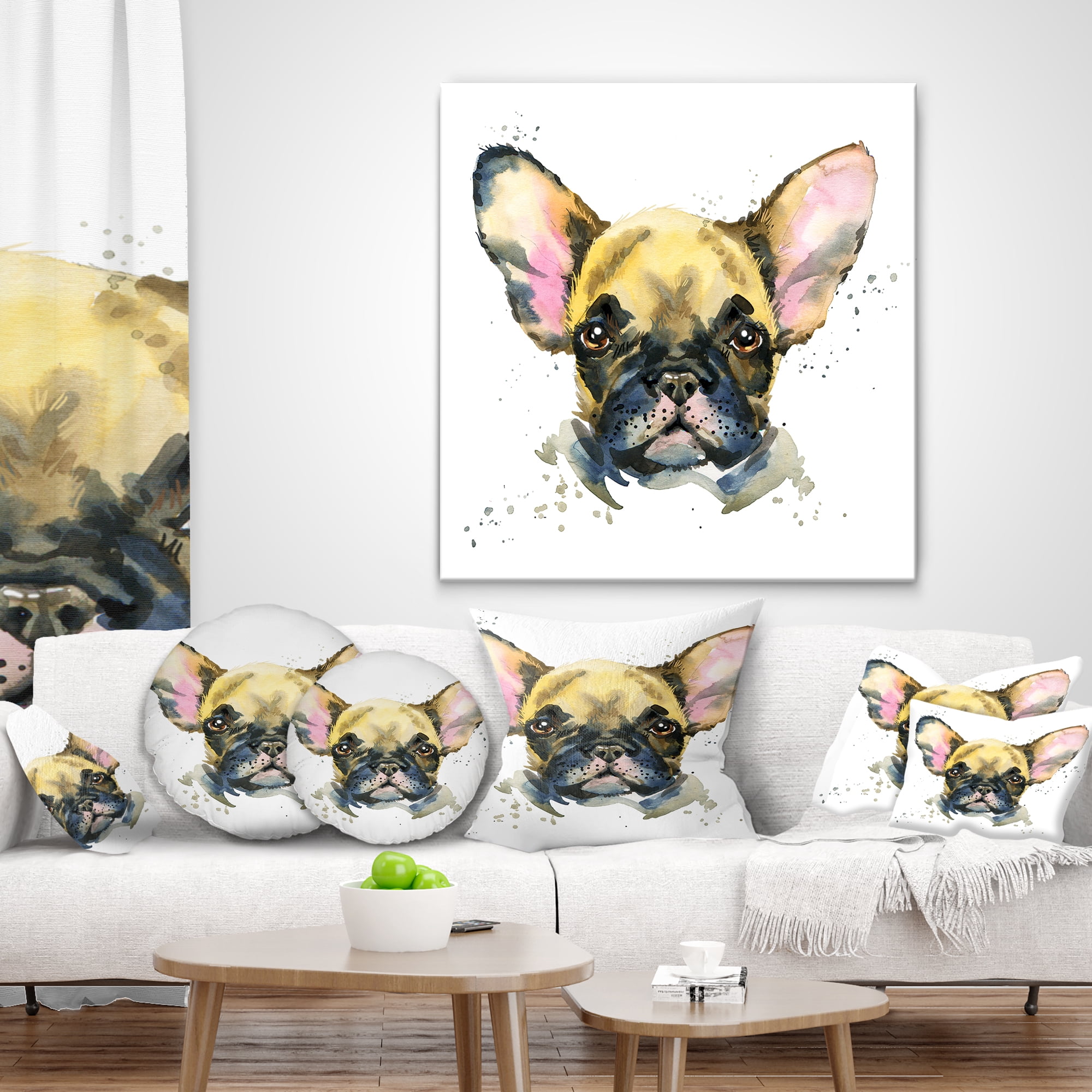 Designart Watercolor Brown Dog Illustration - Contemporary Animal Throw Pillow - 16x16