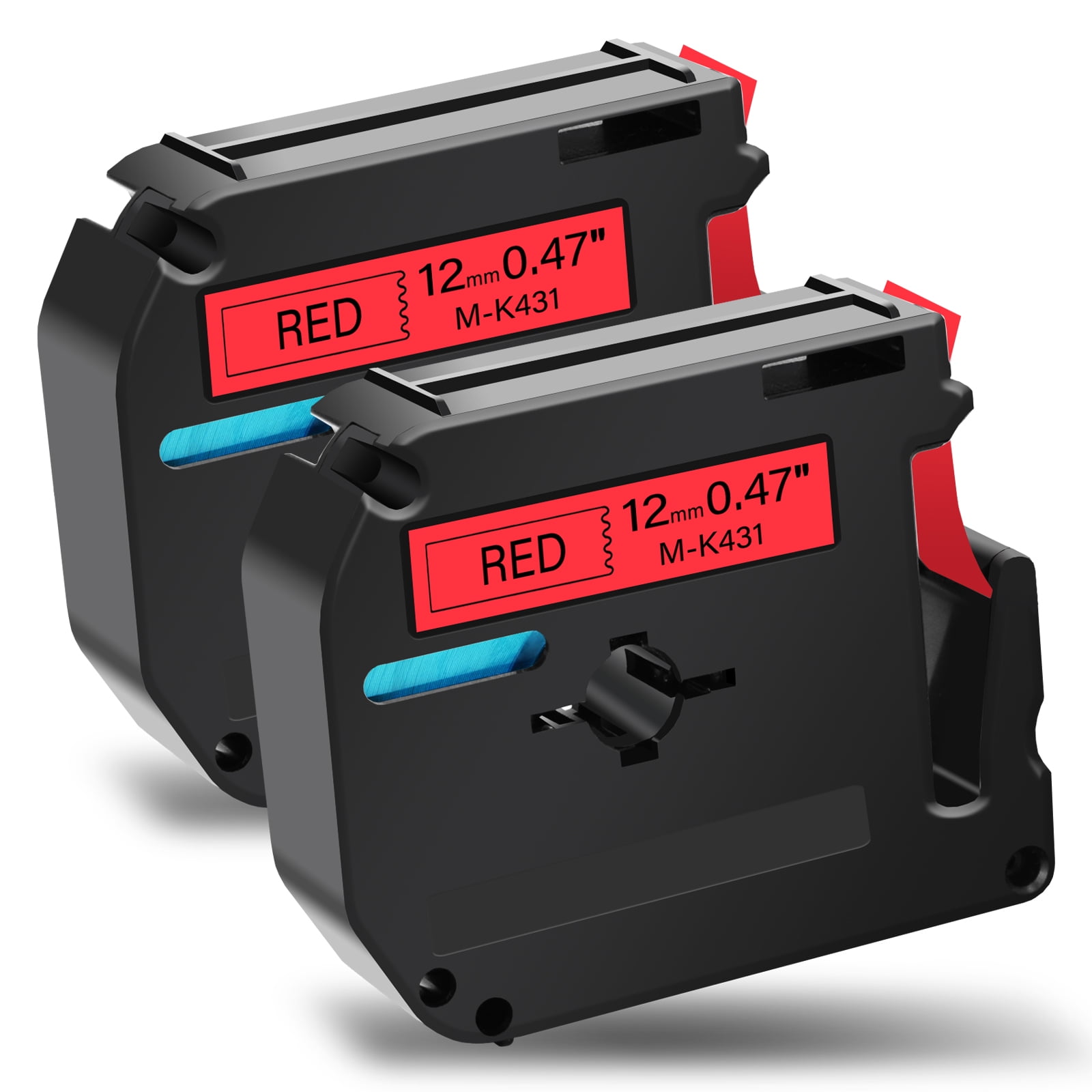 GREENCYCLE 2PK 12mm 8m Black on Red MK431 M431 M-K431 Label Tape Compatible for Brother P-touch PT-100 PT-110 PT-65 PT-70 PT-80 PT-88 PT-90 Label Maker