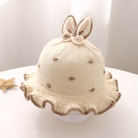 SHUNSUI Baby Girl Winter Hat Bow Knitted Ear Cap Soft Windproof Cold
