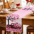 thumbnail image 5 of Valentine's Day Table Runner - 60 Inch Long Romantic Love Tree Branch Truck Roses Ombre Pink Cotton and Linen Blended Dress Scarves Farmhouse Table Runner for Kitchen Dining, Coffee Table, 13" x 60", 5 of 8