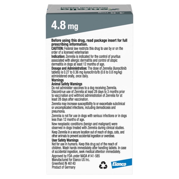 Zenrelia (Ilunocitinib Tablet) Once Daily Prescription Itch Relief for Dogs 4.8 mg