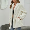 thumbnail image 6 of Winter Warm Coats for Women, Ladies Coats Faux Coat Furry Faux Jacket Long Sleeve Outerwear White L, 6 of 8