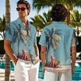 thumbnail image 2 of Psesaysky Funny Octopus Print Midi Dress for Women Blue Palm Tree Summer Aloha Shirts for Men Husband and Wife Matching Clothes Couple Beach Vacation Outfits Sets, 2 of 7