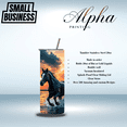 thumbnail image 2 of Alpha Printing 20oz Stainless Steel Tumbler – Horse Running on Beach Full-Wrap Scenic Ocean Artwork, Black & White Nature Design, Insulated Travel Cup, 2 of 7