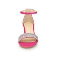 thumbnail image 6 of BLISSFUL STEP Glittering Ankle Strap Block Heel Open Toe Sandals for Women Hot Pink 9, 6 of 8