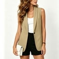 thumbnail image 6 of Double Breasted Linen Blazer For Women, Long Sleeve Breathable Work Jacket, Casual Plain Pocket Blazer, Business Casual Street Style Khaki 2XL, 6 of 7
