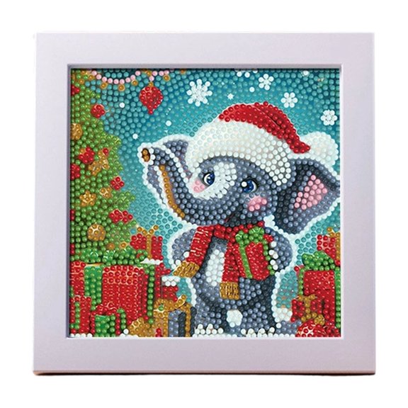 Christmas 5D Diamond Art Kit with Frame, Round Full Drill Crystal Painting Set, Holiday Wall Decor Craft Gift for Adults