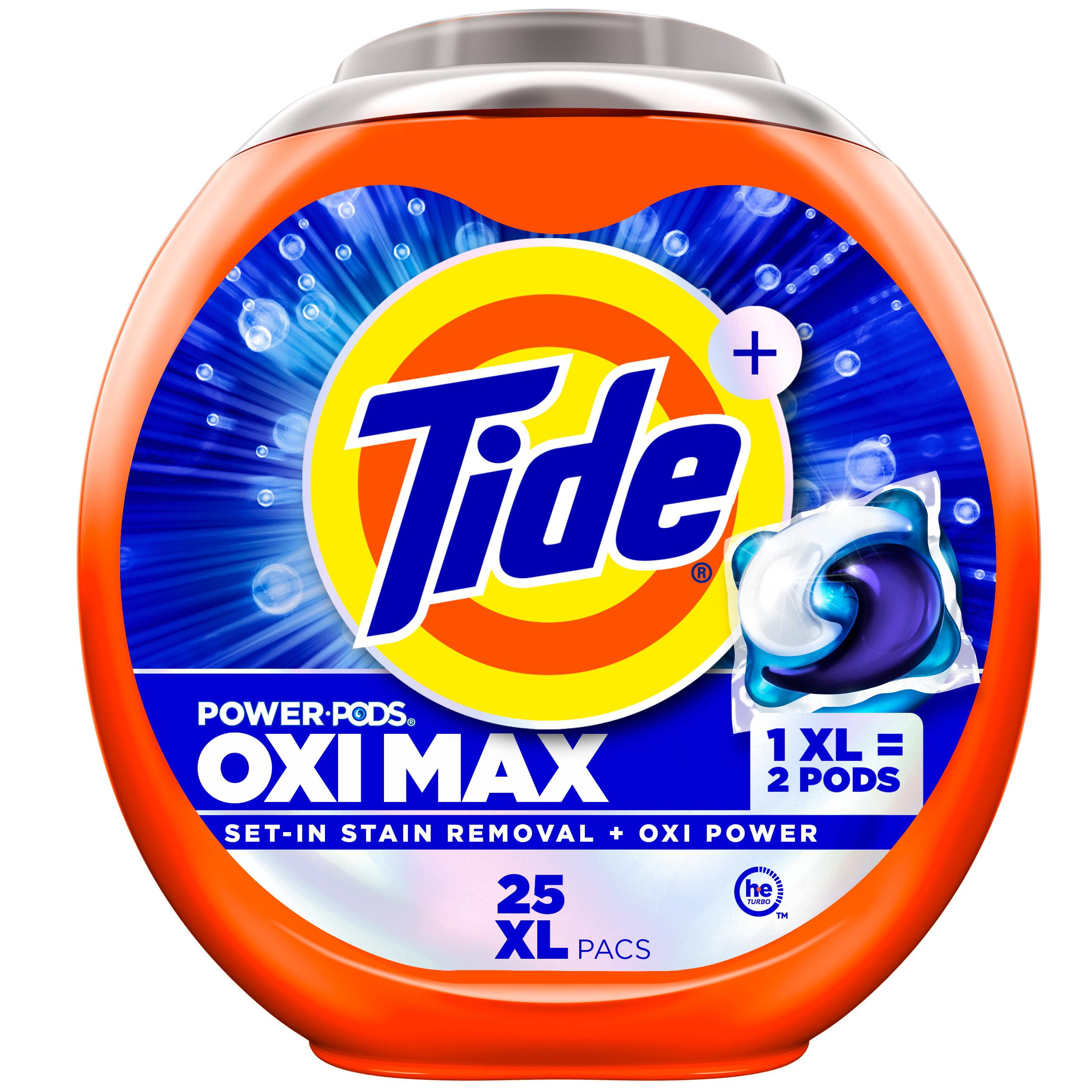 Tide Oxi Max Power PODS Laundry Detergent Pods, 25 Count, Stain Remover Plus Oxi Power, TIDE TD PWR PDS OXMX 25CT