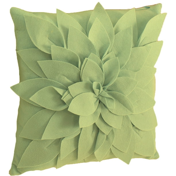 Sara's Garden Petal Decorative Throw Pillow. 17 Inch Square (Lime, Case