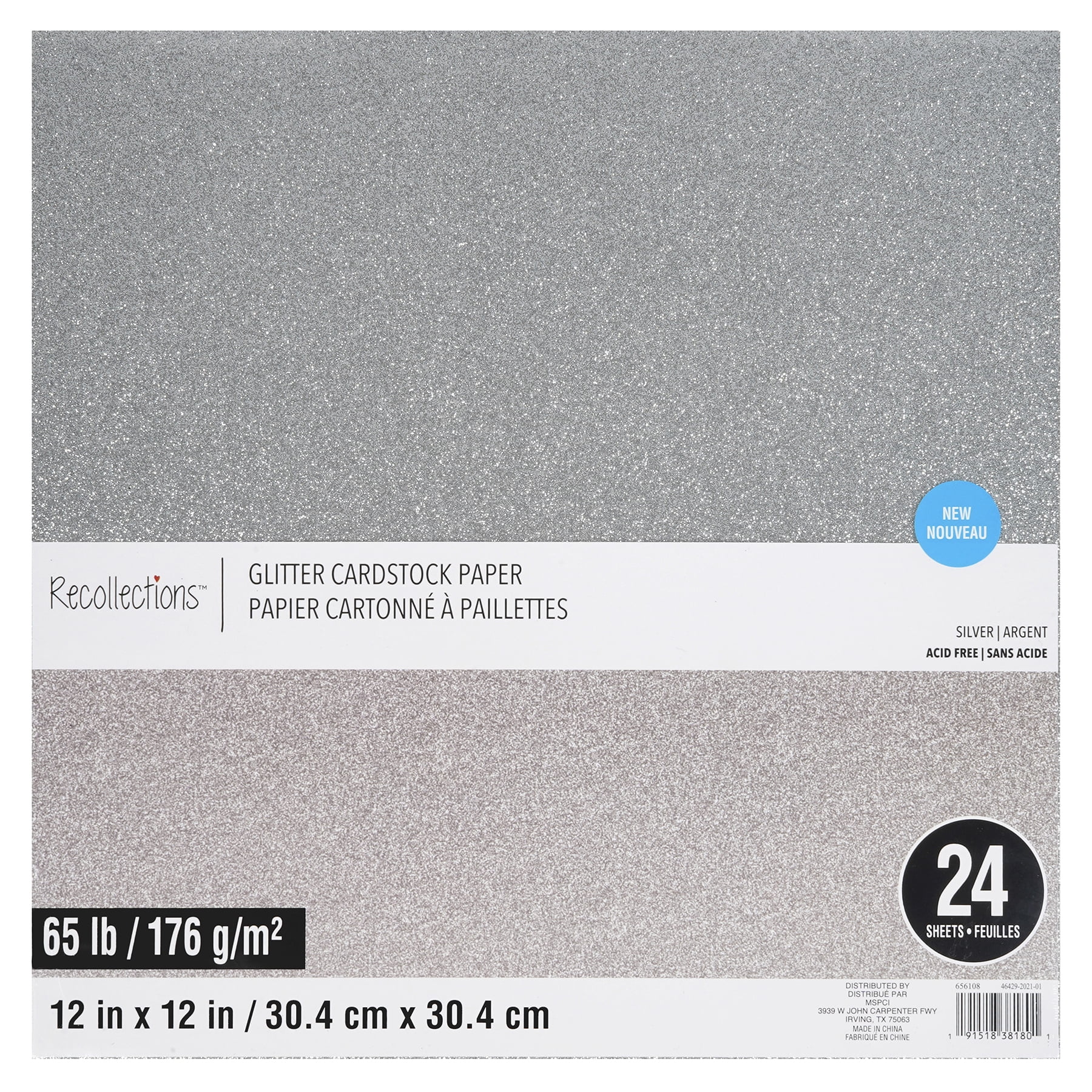 Recollections Glitter 12" x 12" Cardstock Paper, 6 Packs: 24 ct. (144 total)