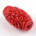 thumbnail image 4 of 5pcs Carved Cinnabar Beads Barrel FireBrick 16~17.5x9.5x9.5mm Hole: 2.5mm, 4 of 8