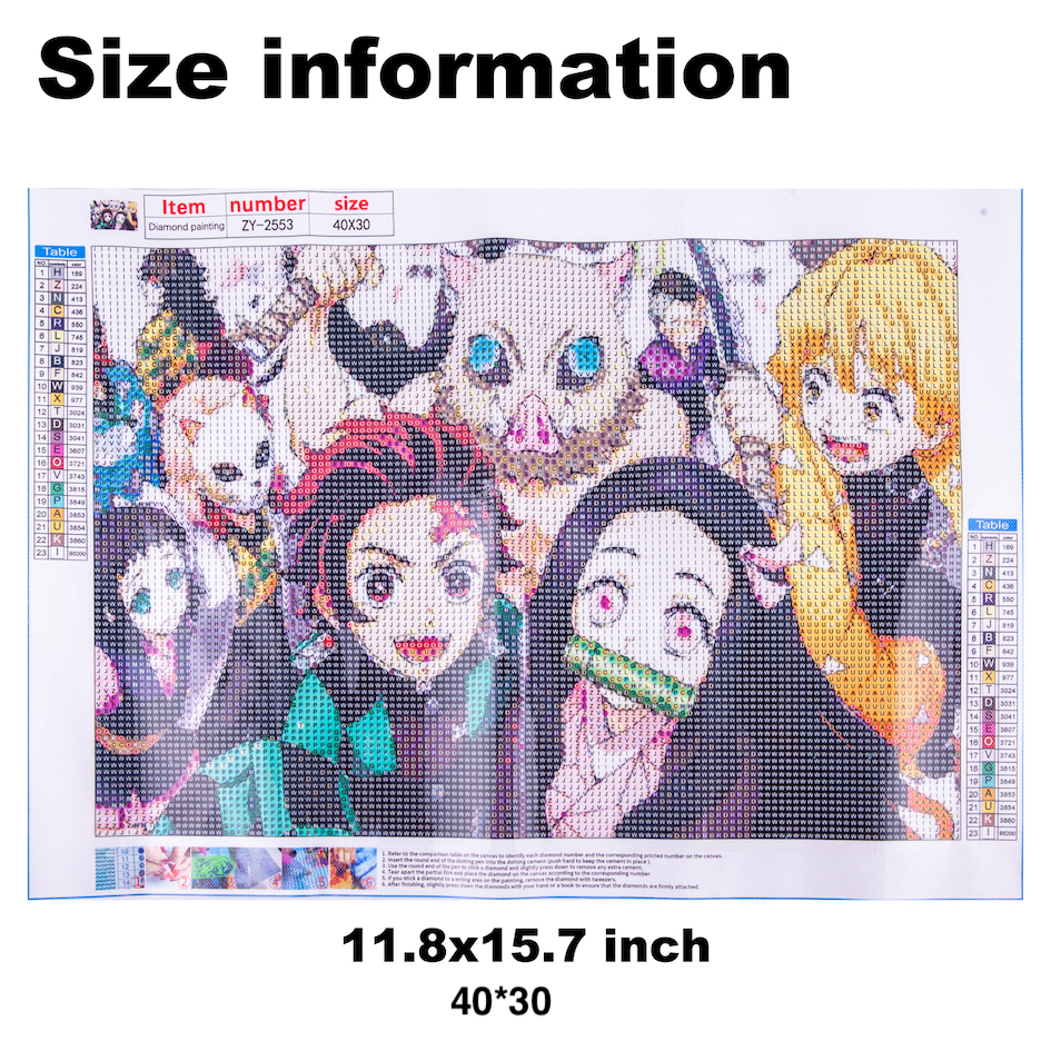 Kit Diamond Painting Demon Slayer - 30x40 Cm - Strass Ronds, Toile HD - Loisir Créatif, Décoration Murale - 8