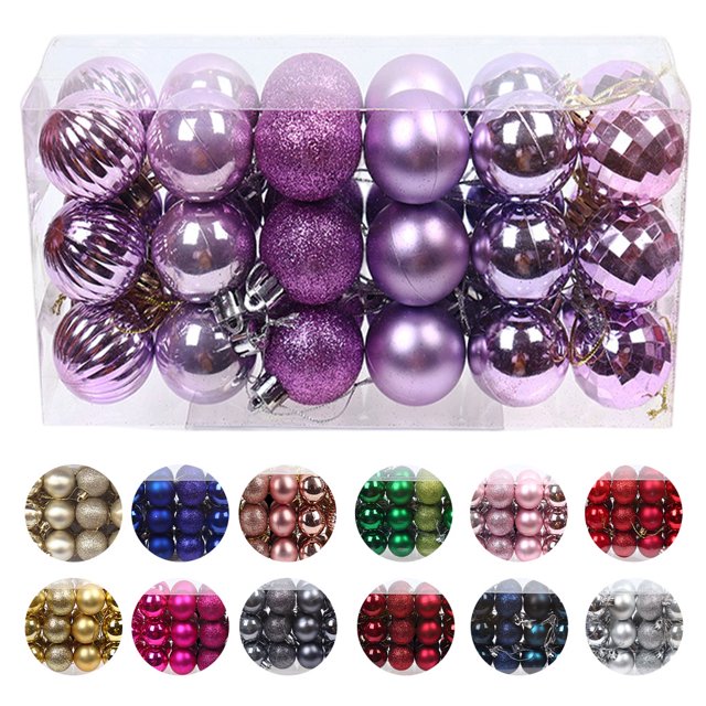 30 piezas de bolas de Navidad adornos inastillables decoraciones para árboles de Navidad juego de bolas colgantes para decoración de fiesta de Kits de decoración para fiestas morado claro Bearachild HA007626-06B