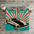 thumbnail image 3 of Ambesonne Cars Quilted Bedspread Set 3 Pcs, Classical American Car, Queen Size, Sky Blue Hot Pink Black, 3 of 3