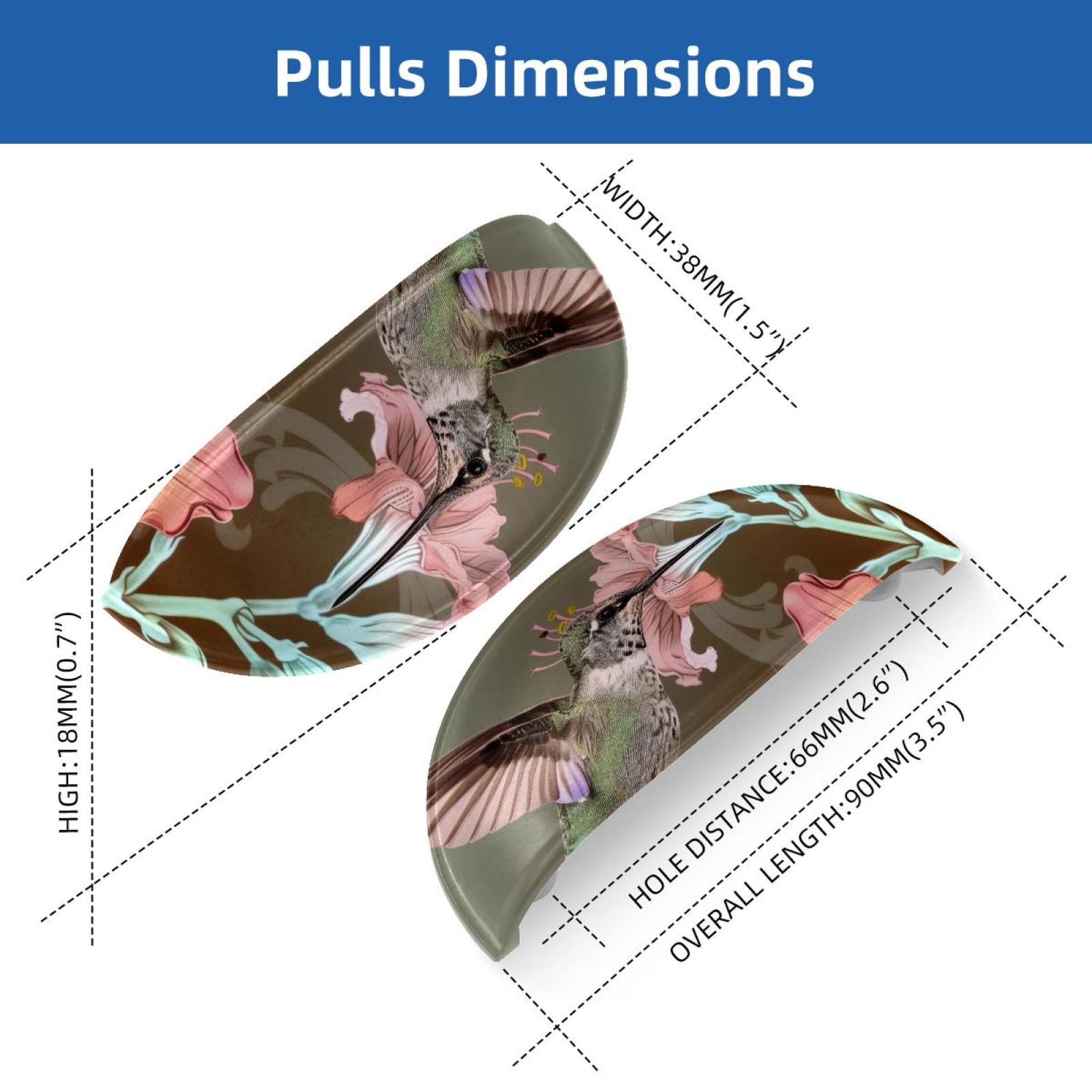 PhooArto 6 Pcs Cup Drawer Pulls, Flying Hummingbirds Flowers Shell Shape Handles Cabinet Knobs for Dresser Cupboard Closet Wardrobe with Screws