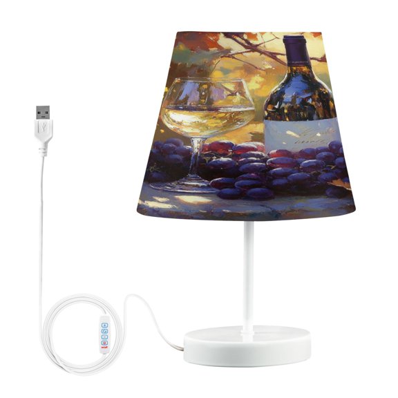 BZSMCE Table Lamp Creative Grape and Wine Painting Simple Pattern Night Light