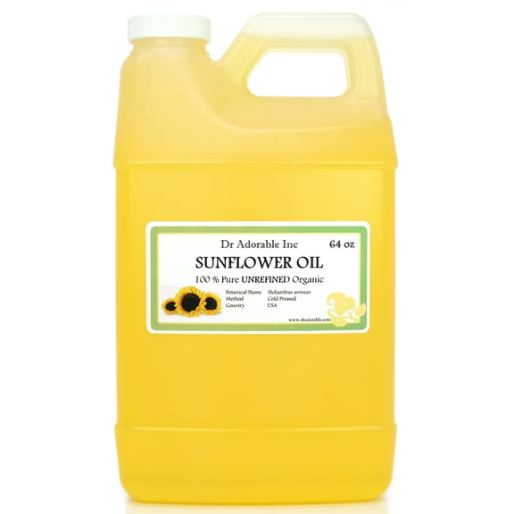 Dr. Adorable - Sunflower Seed Oil UNREFINED - 100% Pure Organic Cold Pressed Extra Virgin - 64 oz