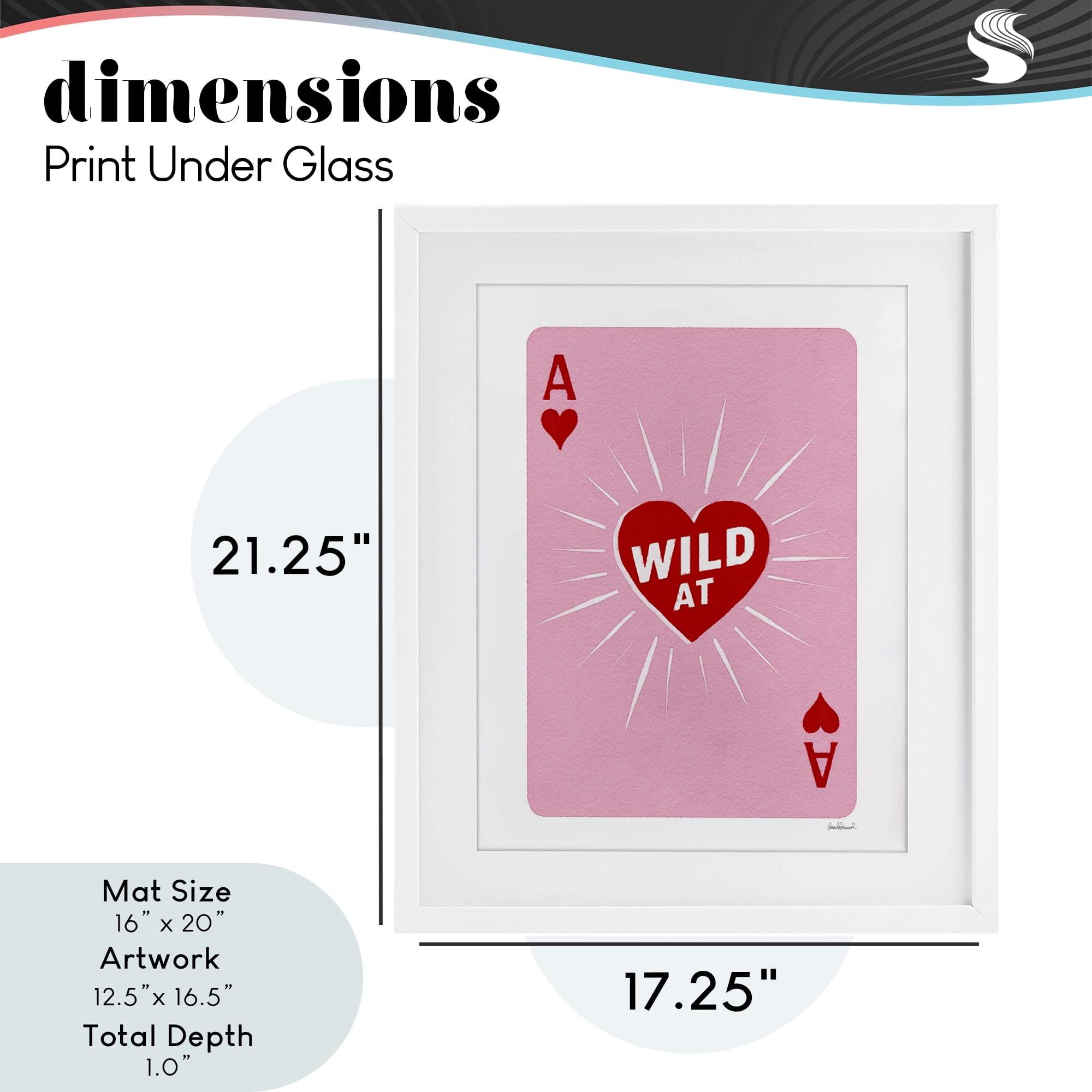 Wild At Heart Card White Framed Print Under Glass, design by Amanda Greenwood