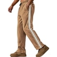 thumbnail image 2 of GrmtClth Men's Trend American Style Dual Side Stripe Corduroy Straight Pants Adjustable Drawcord Waist Retro Walking Casual Pants Khaki M, 2 of 4