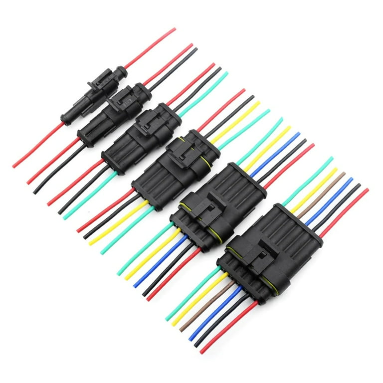 1-6 Pin/Way Waterproof Male/Female Connectors + Attached Wire Cable Plug Sealed