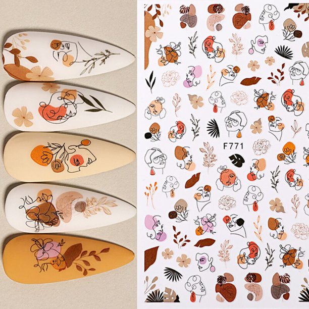 1 Uds imagen de grafiti diseño de cara de mujer pegatinas de uñas abstractas manicura decoración de uñas pegatinas de agua consejos DIY Decoratia Tan Jianjun unisex