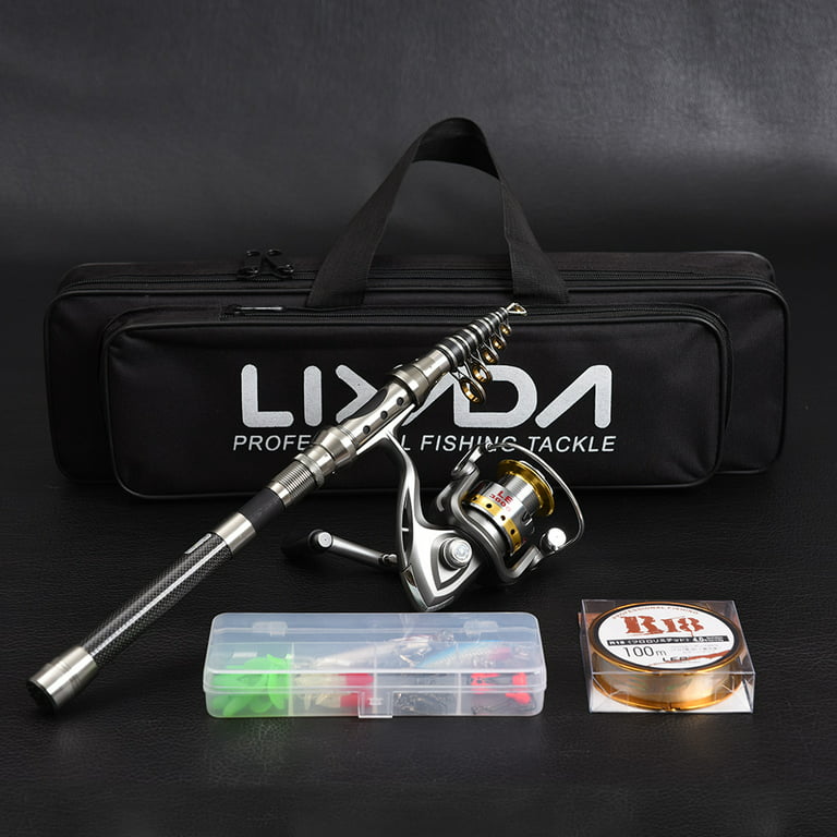 Lixada Telescopic Fishing Rod and Reel Combo Full Kit Spinning Fishing Reel  Gear Organizer Pole Set with 100M Fishing Line Lures Hooks Jig Head and  Carrier Bag 