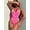 HOT PINK, variant on Womens Solid Black One Piece Swimsuit Deep V Neck Double Thin Spaghetti Straps Criss Cross Back Cut Out High Cut Thong Stretch Bathing Suit Summer Beach Pool Resort Swimwear S M L XL Sizes