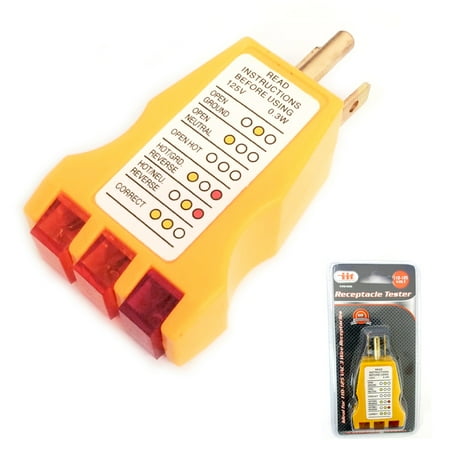 01 Plug Prong - 1 Electrical Receptacle Tester AC Outlet Plug 3 Prong Circuit Analyzer GND Open