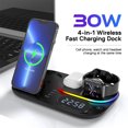 thumbnail image 2 of Base de carga inalámbrica 4 en 1 con reloj digital y luz nocturna, soporte de carga rápida compatible con auriculares y reloj Apple., 2 of 8