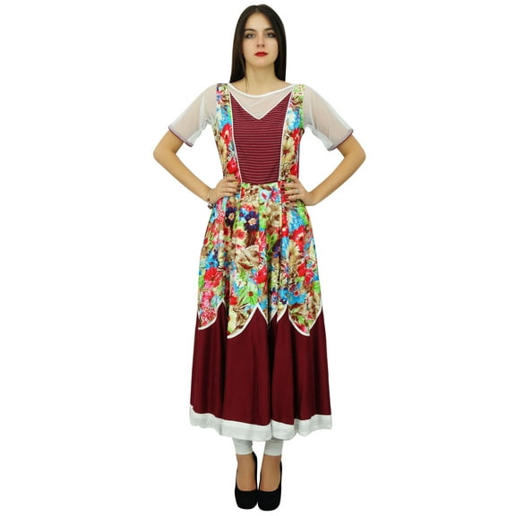 Bimba Womens Boho Chic Cotton Dress Long Floared Anarkali kurta Kurti Clothing