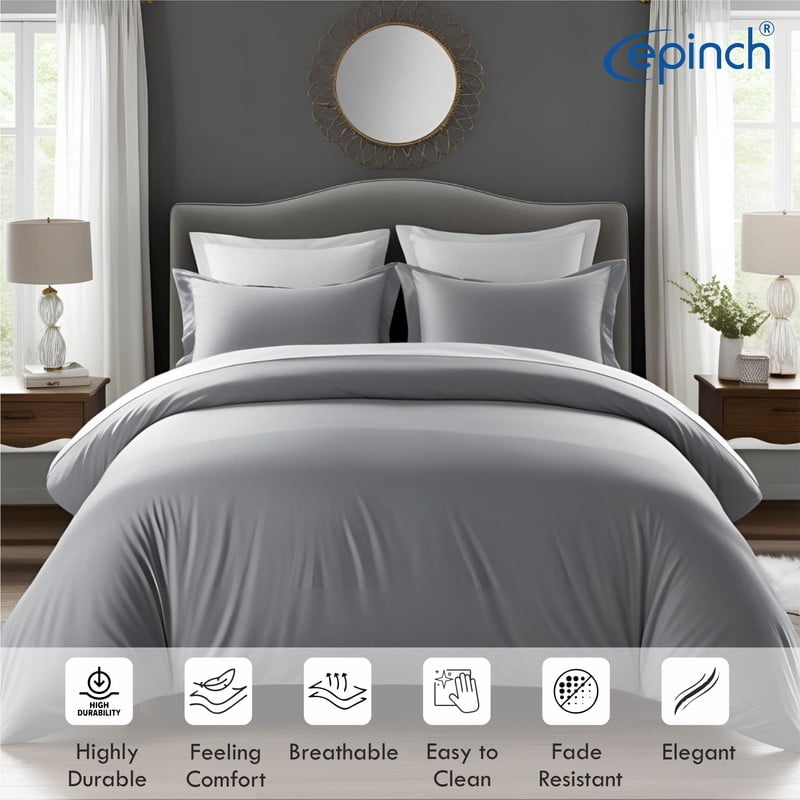 3 Sided Zipper Duvet Cover Set Easy to Use Home & Hotel Soft Microfiber 3 PCS 1-Duvet Cover & 2- Pillow Sham No Comfoter Twin_68 X 90 Inch